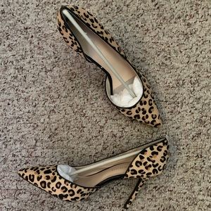 High heel leopard hair shoes